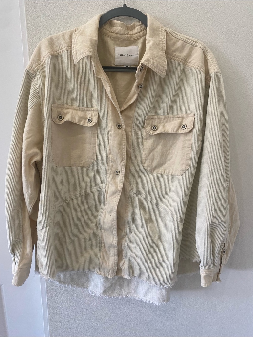 Thread & Supply Cream Corduroy Button-Front Jacket